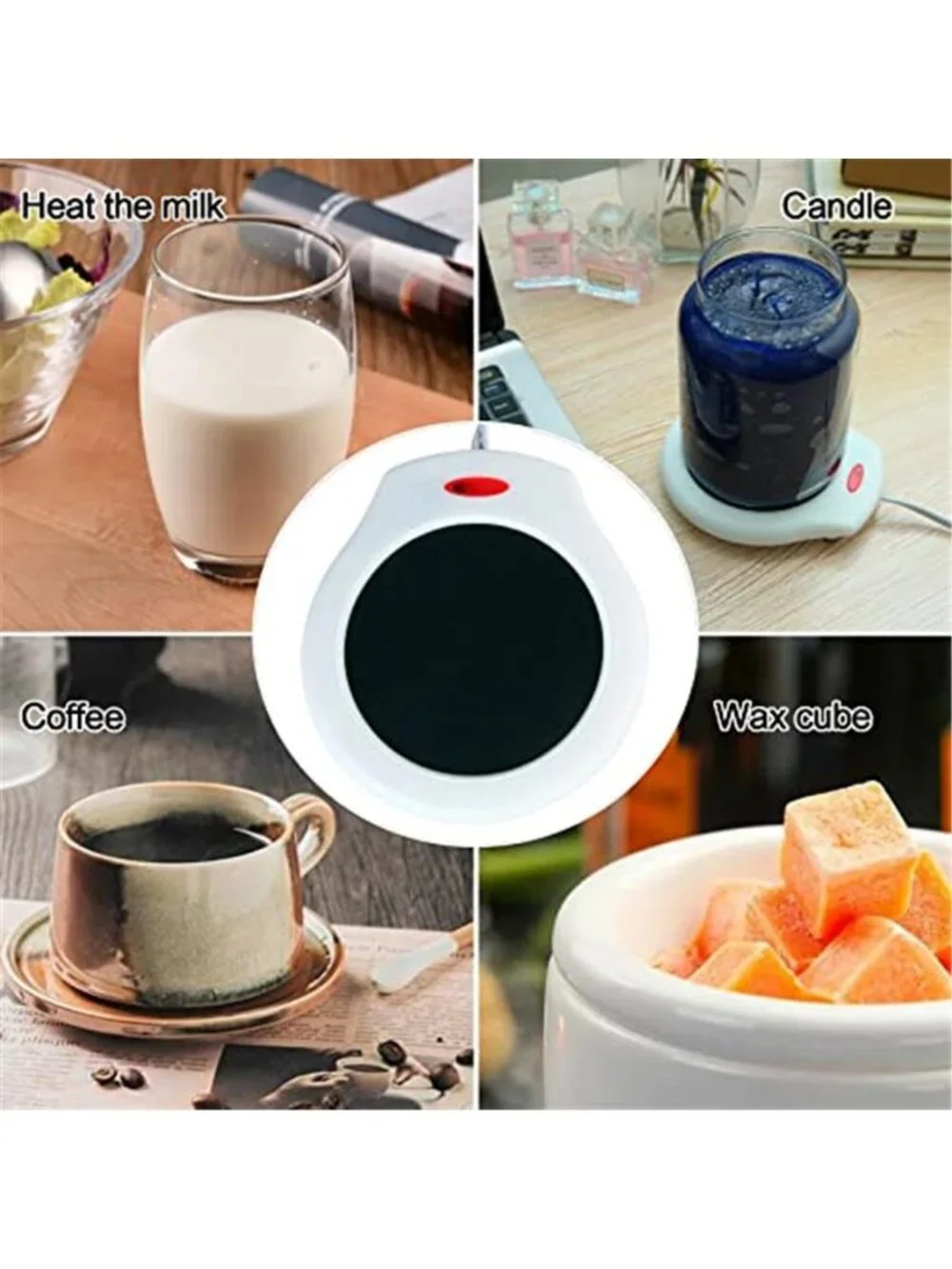 Electric Mug Warmer 2Pk Coffee Cup Heater Candle Warmer Plate Black White Office